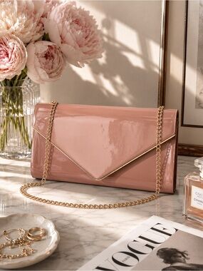 Dexmay Envelope Clutch Purse in Blush Pink 💗